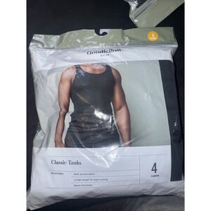 NEW Goodfellow 4 Pack Classic Tagless Ribbed Cotton Tanks‎ Black Sz Small 34/36